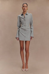 Dorian Fitted Shirt Mini Dress - Charcoal Marle