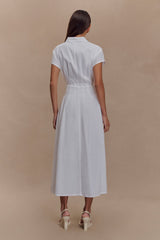 Aysha Buttoned Linen Midi Dress - White