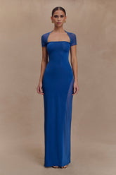 Wyatt Slinky And Mesh Maxi Dress - Cobalt Blue